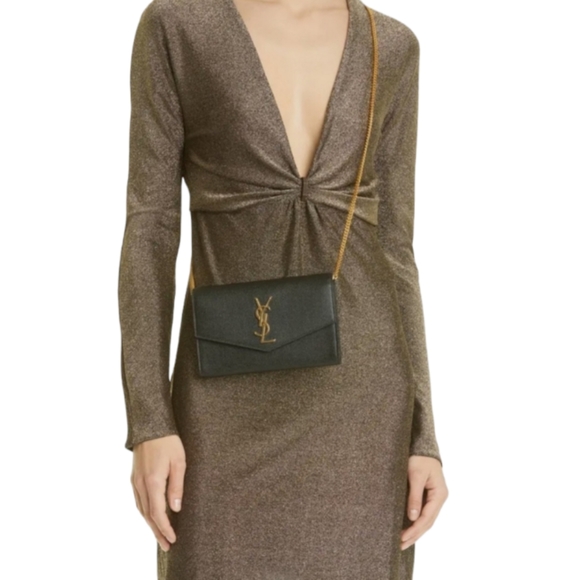 NWT New! Authentic YSL Saint Laurent Uptown Leather Chain Shoulder/Crossbody Bag - Picture 3 of 13